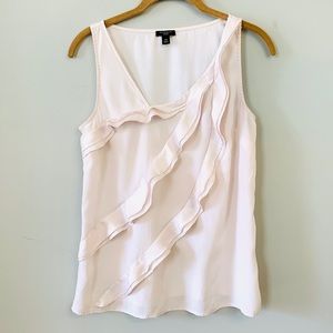 Ann Taylor Petite Silk Pale Pink Ruffle Tank Top M